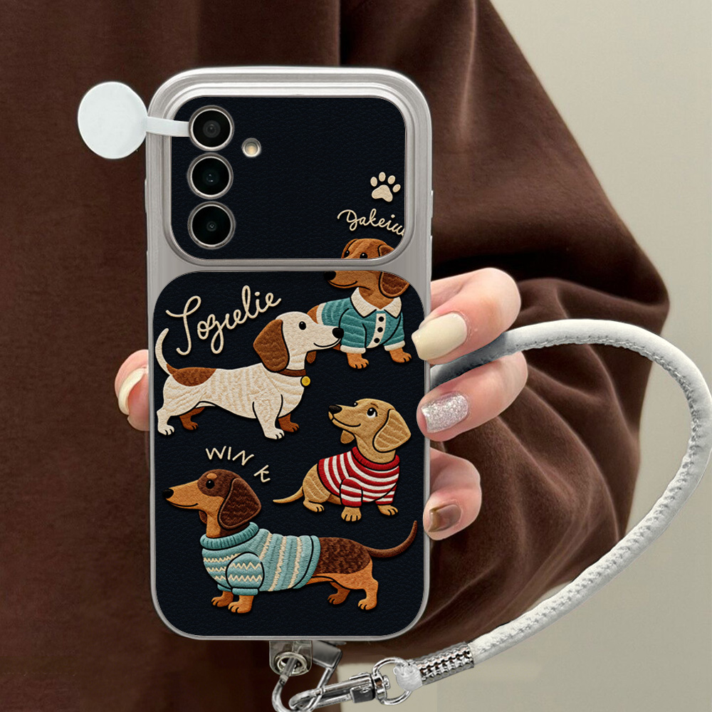 Camera Wrist Strap - Cartoon Dachshund Telefoonhoesje voor Samsung A56