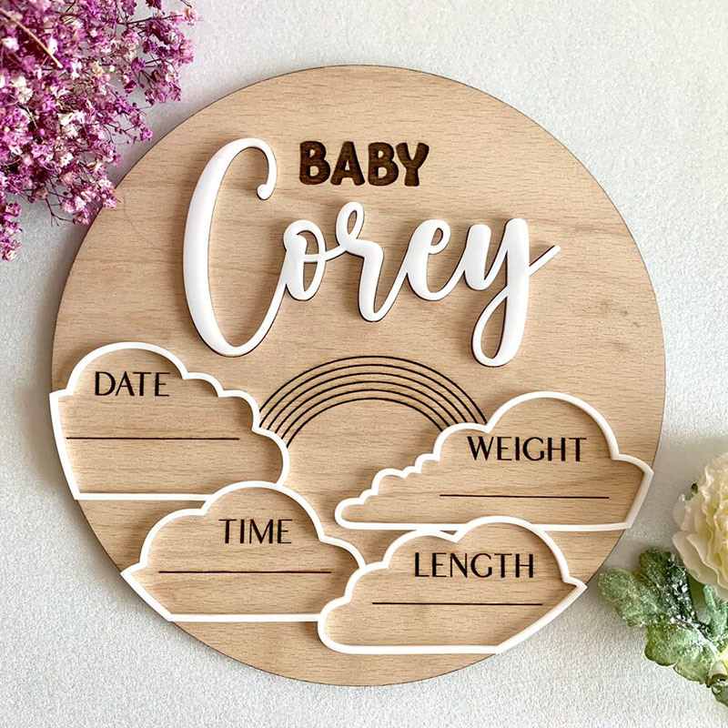 Photography Prompt - Aangepaste Baby Naam Aankondigingsbord Gepersonaliseerd 3d