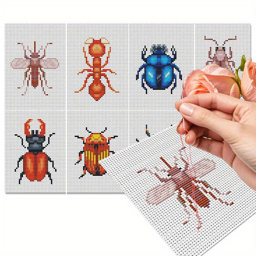 Photography Geometry - 8 stuks insect kruissteek borduurpakket dier