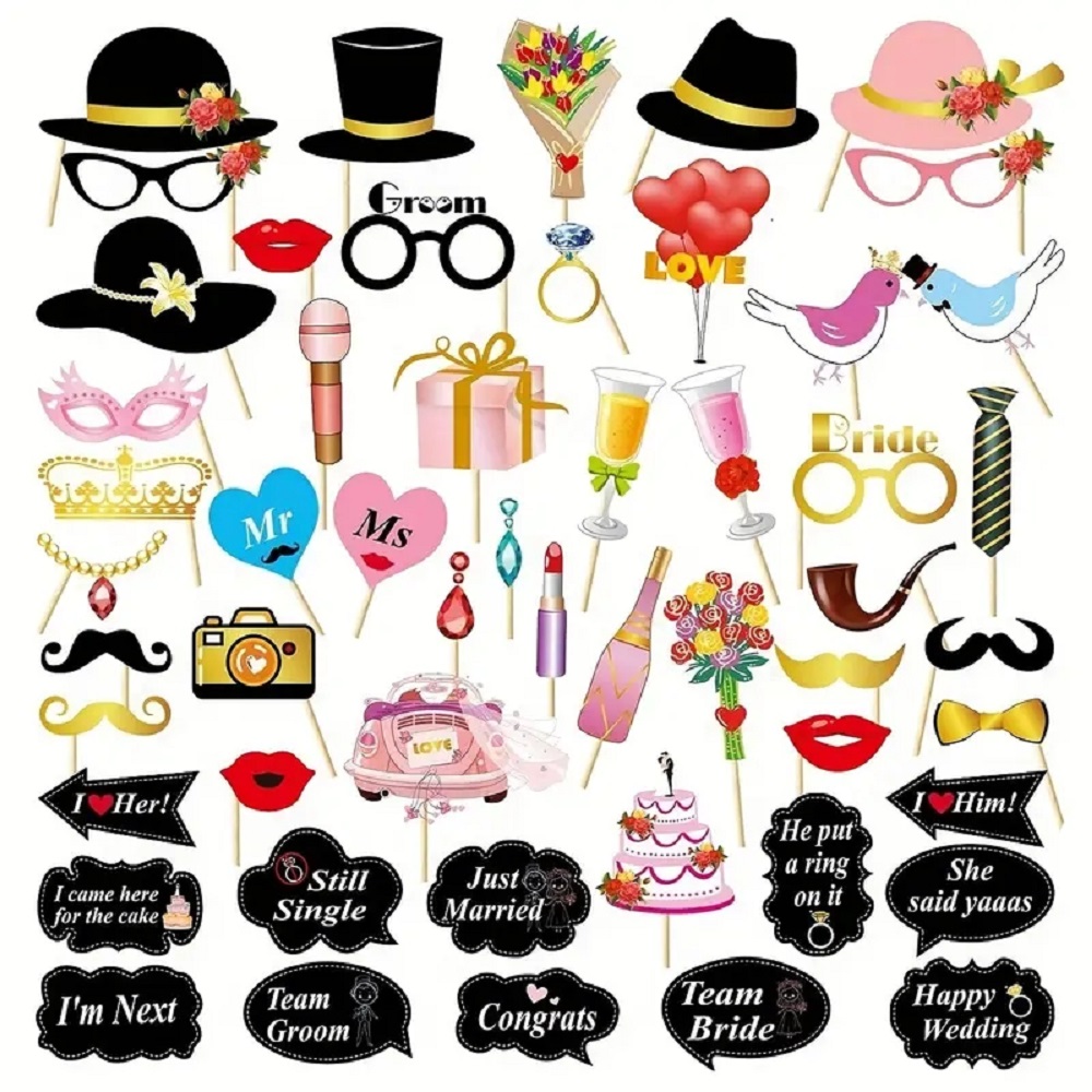 Photography Prompt - 53 stks Bruiloft Photo Booth Props