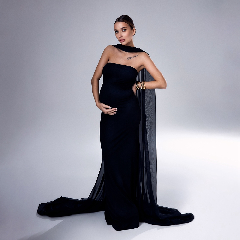 Photography Club - Zwarte shawl zwangerschapsfotografie jurken tube top