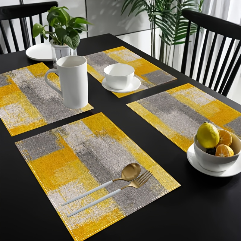 VIKAMA Geelgrijze abstracte ol - Photography Geometry recensie en prijs